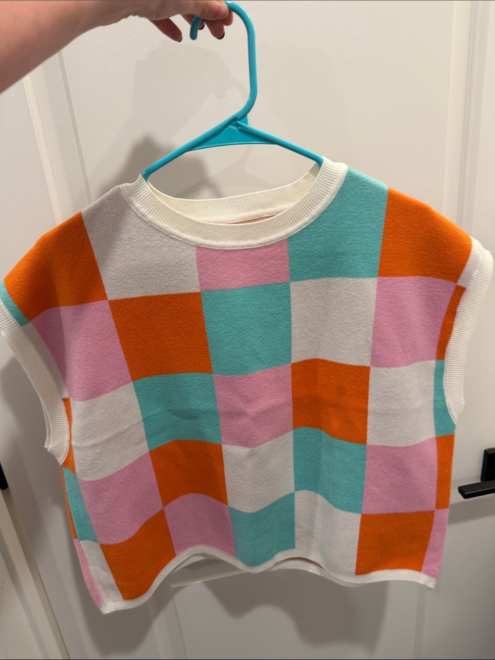 Color block sweater short sleeves